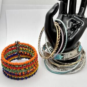 Y2K Silver & Orange Bracelet Bundle